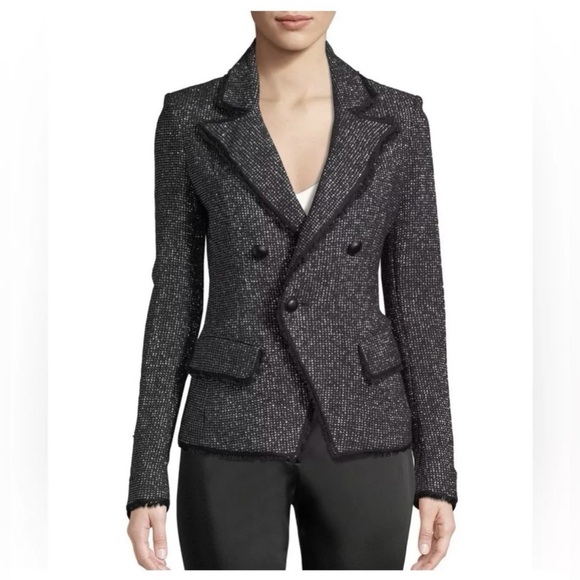 Veronica Beard Frisco Tweed Dickey Blazer Jacket Black Metallic Women Size 0 - Picture 3 of 10